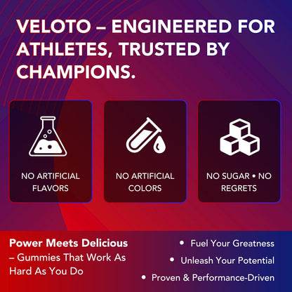 VELOTO Creatine Monohydrate Gummies 5g – 120 Count, 10-in-1 Pre-Workout