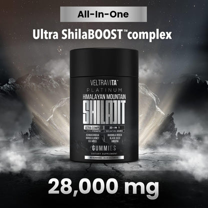 VeltraVita 28000 mg 23-in-1 Shilajit Gummies for Men – Lab-Tested, Sugar-Free