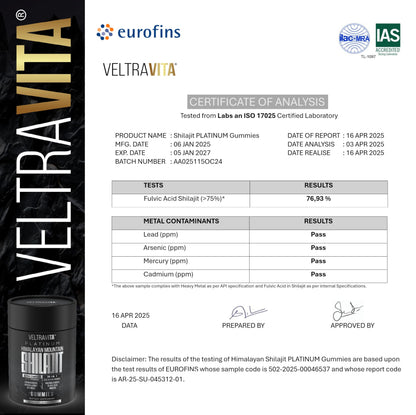 VeltraVita 28000 mg 23-in-1 Shilajit Gummies for Men – Lab-Tested, Sugar-Free