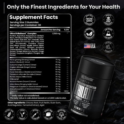 VeltraVita 28000 mg 23-in-1 Shilajit Gummies for Men – Lab-Tested, Sugar-Free