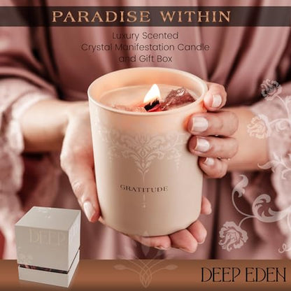 Luxury Crystal Candle for Women – Velvet Rose & Patchouli, Quartz Crystals