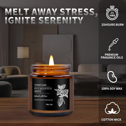 Scented Candles for Men - 6 Pack Aromatherapy Candles | Sandalwood Cedar | 150 Hour Burn Time