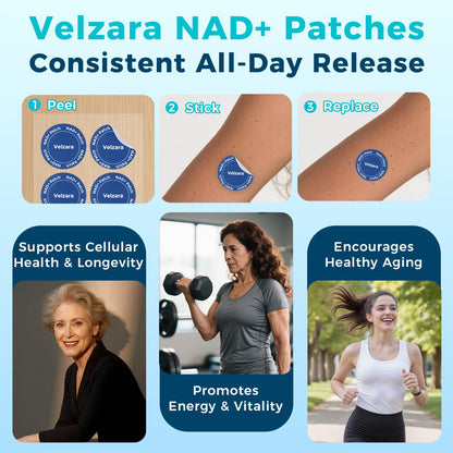 Velzara NAD+ Patches - All-Day Wear, Vegan & Water-Resistant (60 Patches)