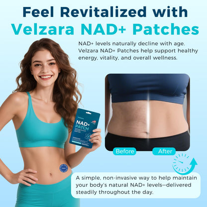 Velzara NAD+ Patches - All-Day Wear, Vegan & Water-Resistant (60 Patches)