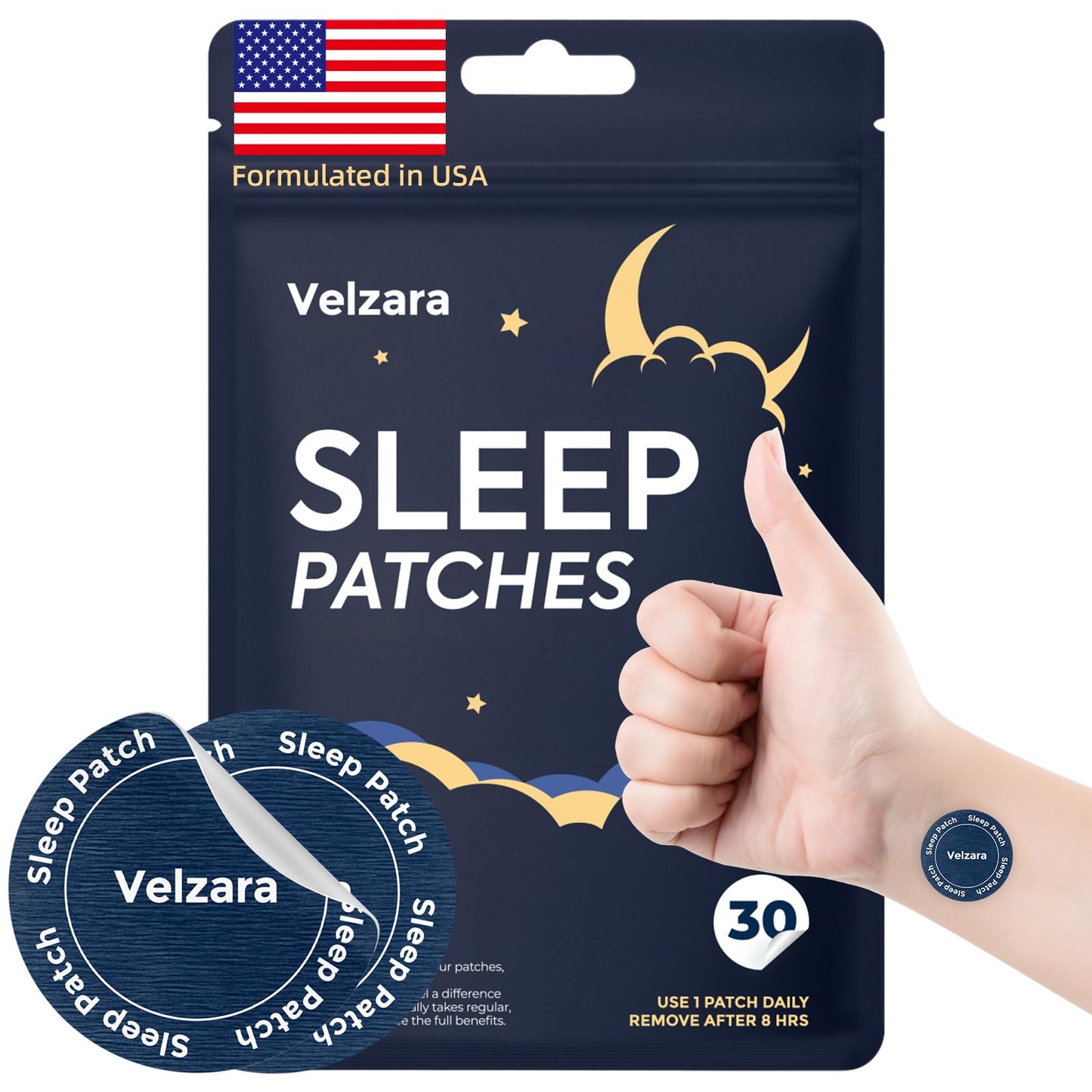 Velzara Natural Sleep Patches Support A Peaceful Nights – Gentle & Convenient – 30 Patches