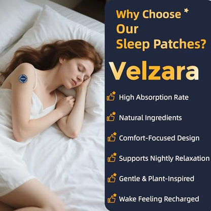Velzara Natural Sleep Patches Support A Peaceful Nights – Gentle & Convenient – 30 Patches
