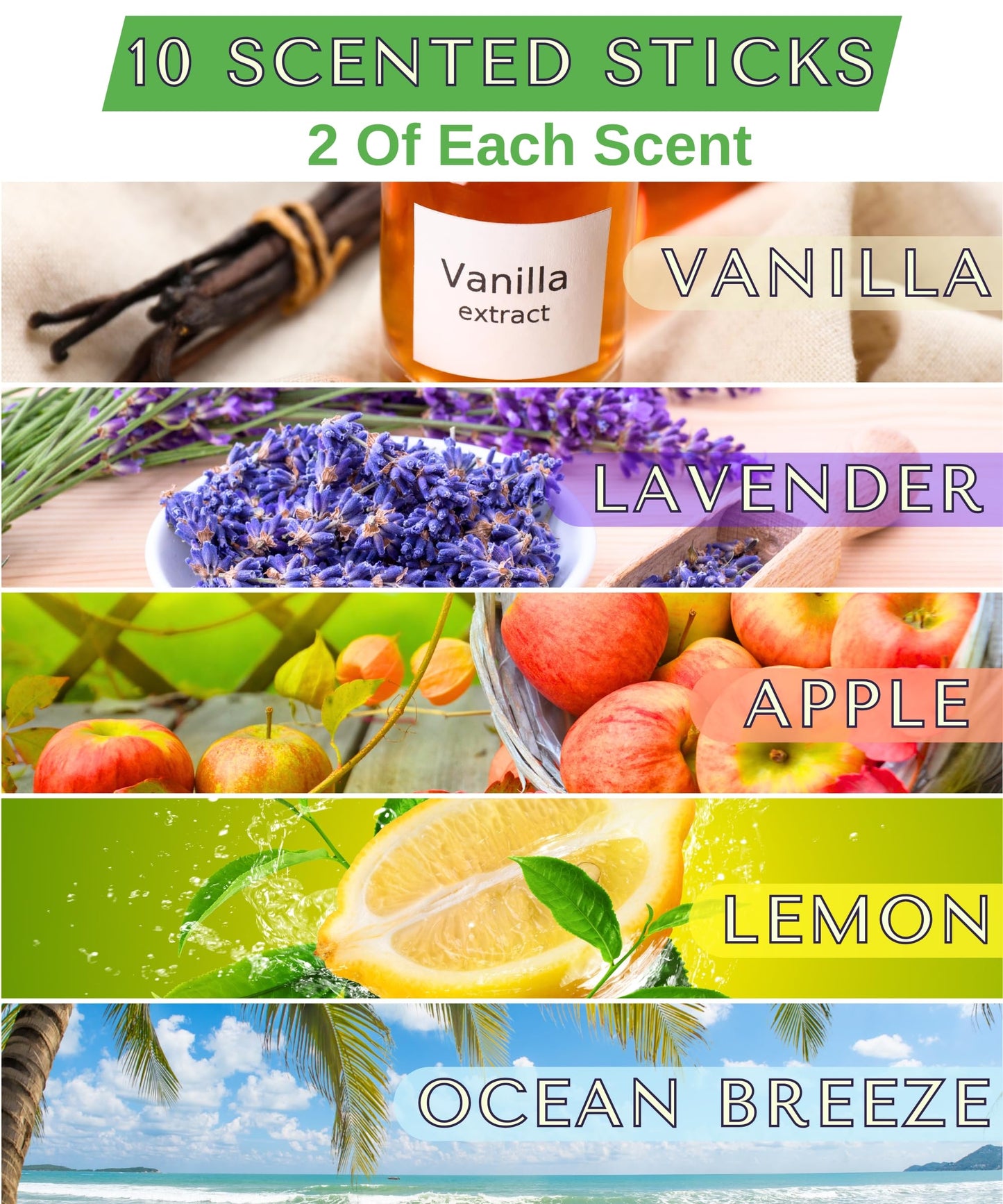 Vent Scent Whole Home Air Freshener | 10 Scented Sticks Included | Passive Diffuser