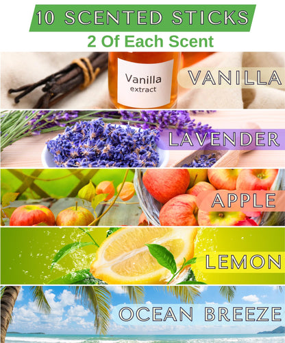 Vent Scent Whole Home Air Freshener | 10 Scented Sticks Included | Passive Diffuser