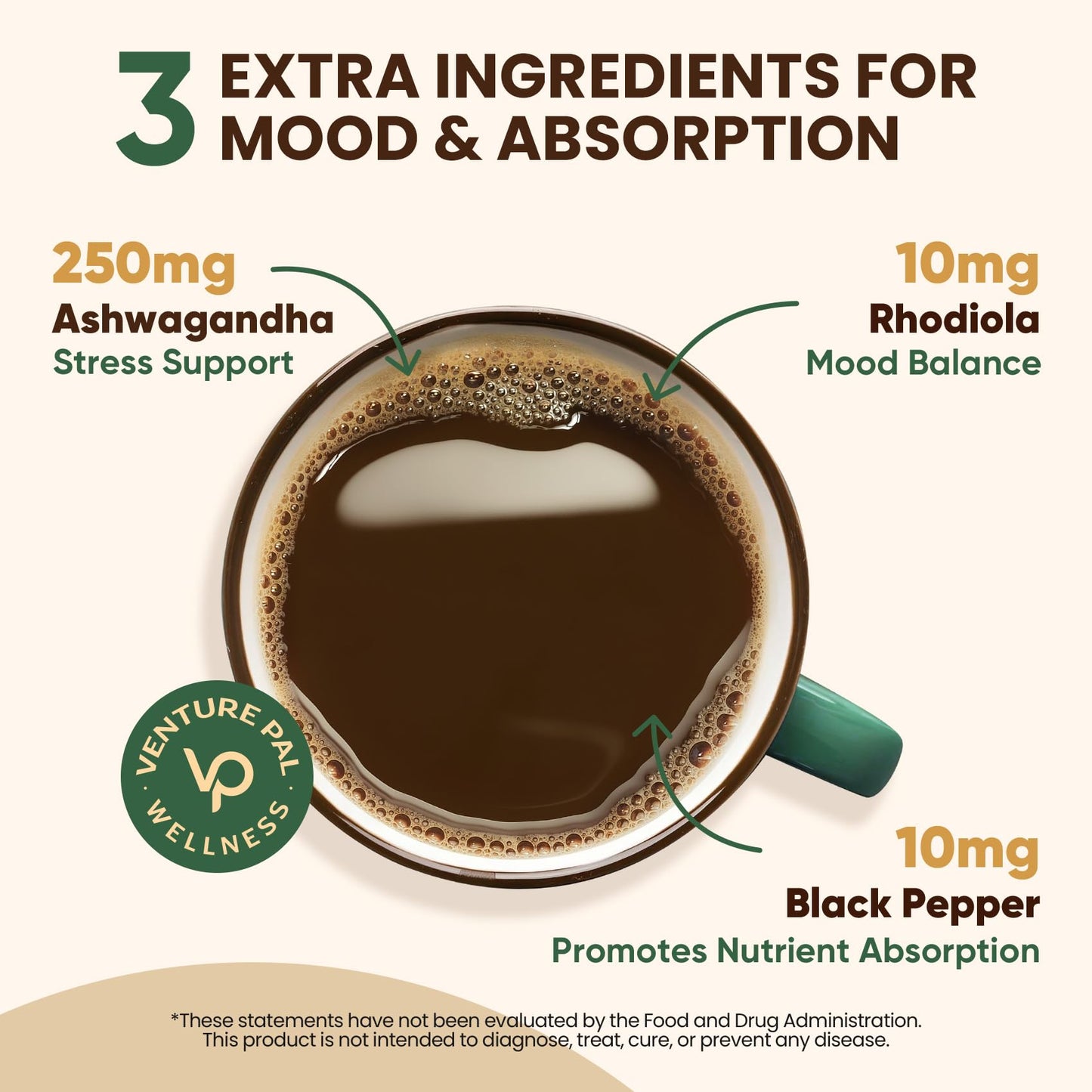 Venture Pal 16 in 1 Mushroom Powder – 90 Servings, 10:1 Extract, 100% Fruiting Bodies
