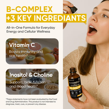 Venture Pal Vitamin B Complex Liquid Drops – B12 Methylcobalamin, B9 Folate, B1-B7 | Immune & Energy Metabolism