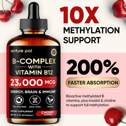 Venture Pal B Complex Liquid Drops – B12, B9 Folate, Immune & Energy Support