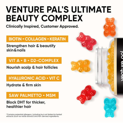 Venture Pal Biotin Gummies – 10,000 mcg Biotin, Collagen & Keratin