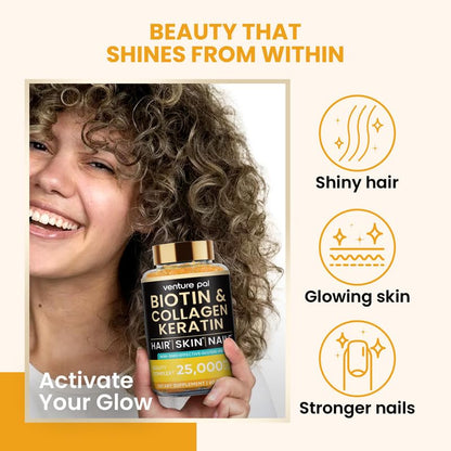 Venture Pal Biotin Gummies – 10,000 mcg Biotin, Collagen & Keratin