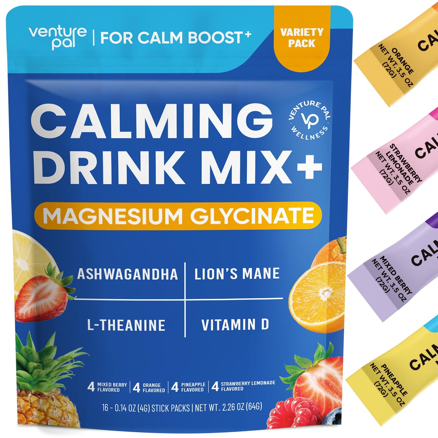 Venture Pal Calming Magnesium Glycinate Powder – Relax & Focus, Sugar-Free