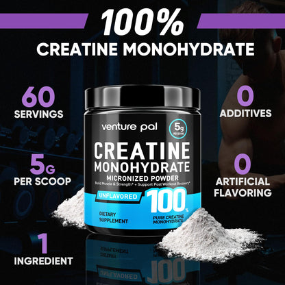 Venture Pal Micronized Creatine Monohydrate – Unflavored Creatine Powder for Training, Muscle & Strength Support