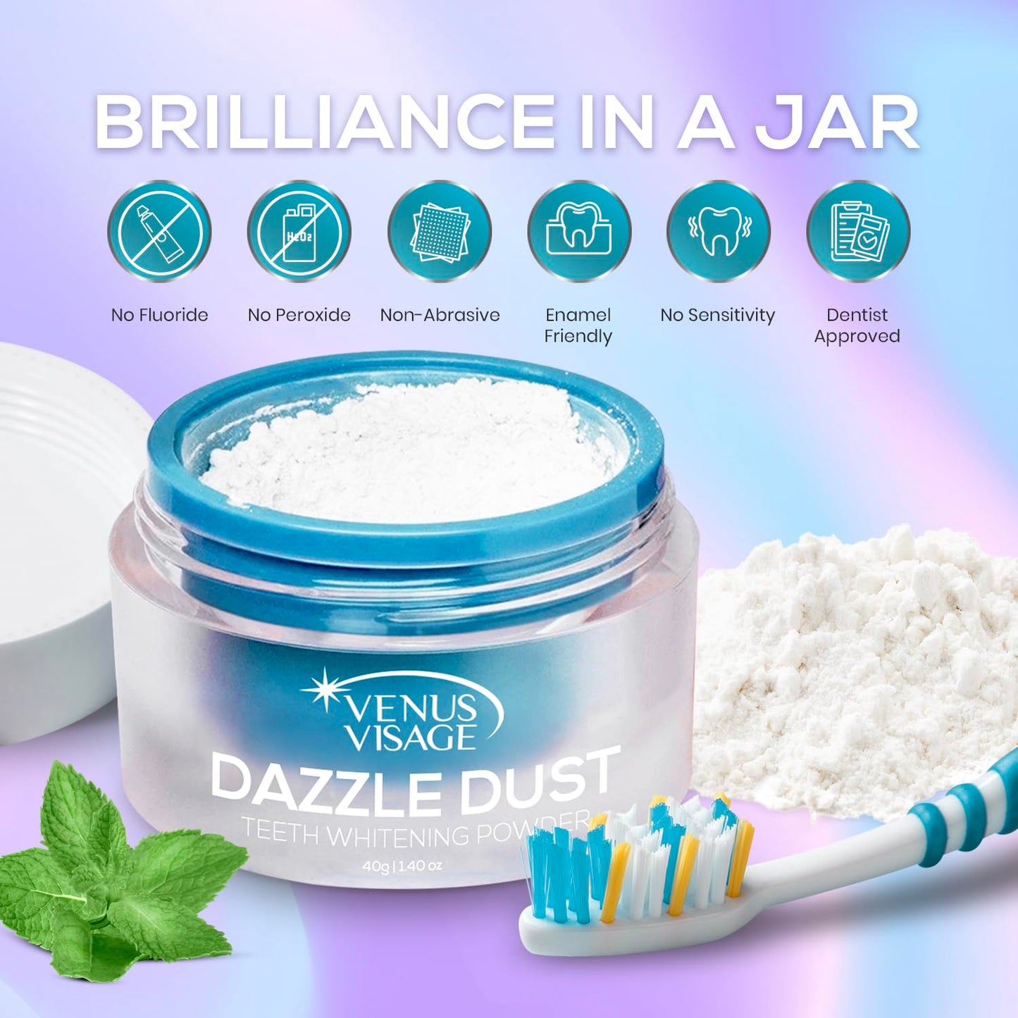 Venus Visage Dazzle Dust Teeth Whitening Powder – Enamel-Safe, 40 g