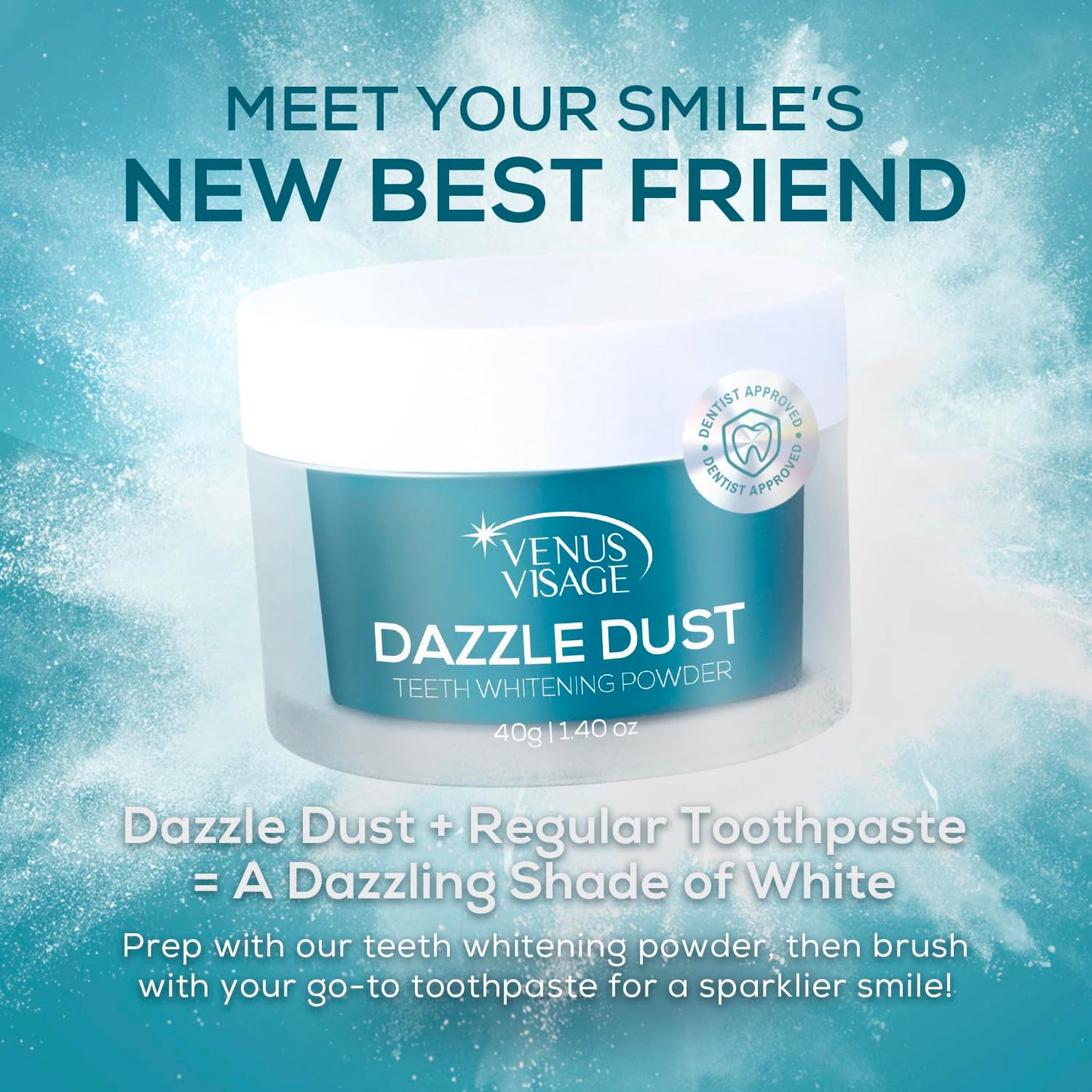 Venus Visage Dazzle Dust Teeth Whitening Powder – Enamel-Safe, 40 g