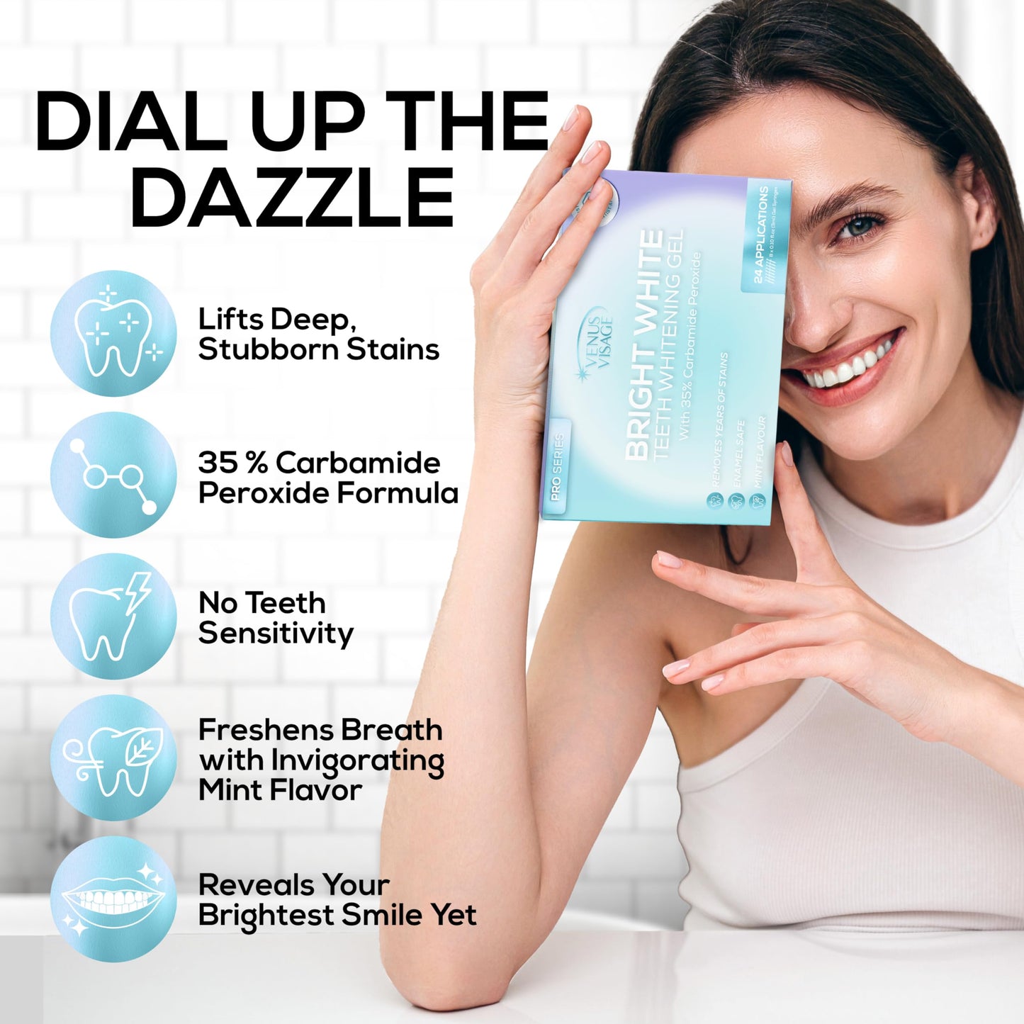 Venus Visage Teeth Whitening Gel Refill Kit (8 Pack) - 35% Carbamide Peroxide