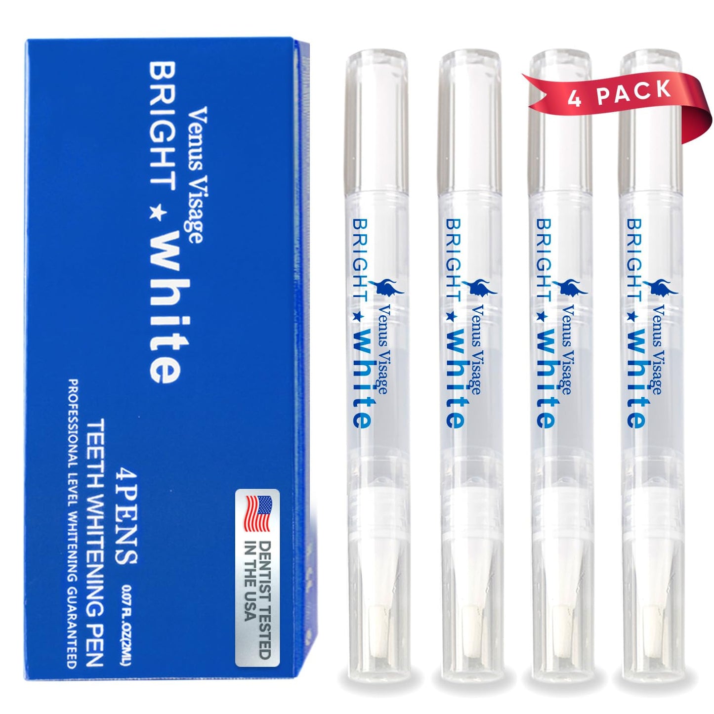 Venus Visage Award-Winning Teeth Whitening Pen – 20+ Uses, Mint (0.07 Fl Oz x4)