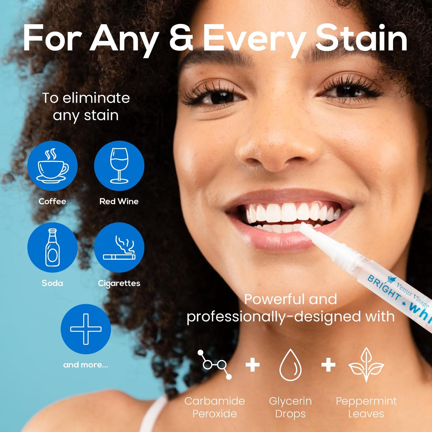 Venus Visage Award-Winning Teeth Whitening Pen – 20+ Uses, Mint (0.07 Fl Oz x4)