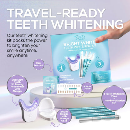 Venus Visage Teeth Whitening Kit with LED Light – 16-Min Non-Sensitive Whitening