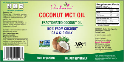 Verdana MCT Oil 16 oz – Coconut-Derived MCTs (C8/C10) for Keto Coffee