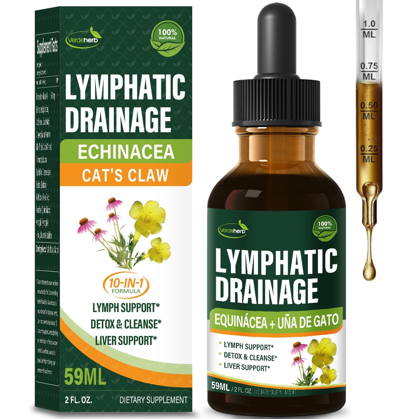 Verdeherb Cleavers Lymphatic Drainage Drops – Lymph Detox & Immune Support (2oz)