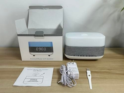 Versatile 300ml Essential Oil Diffuser with Bluetooth Speaker & Alarm Clock
