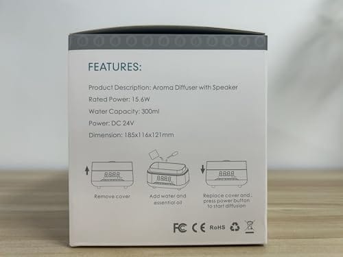 Versatile 300ml Essential Oil Diffuser with Bluetooth Speaker & Alarm Clock