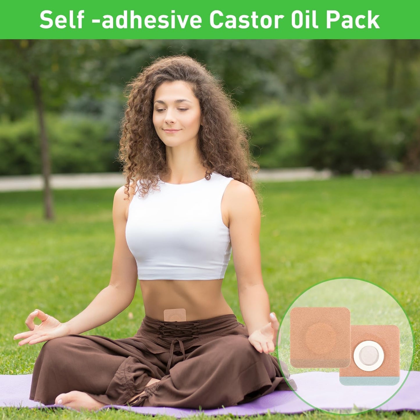 Belly Button Castor Oil Patch - 100 Pcs Disposable Pack Wraps, Organic Cotton Self-Adhesive