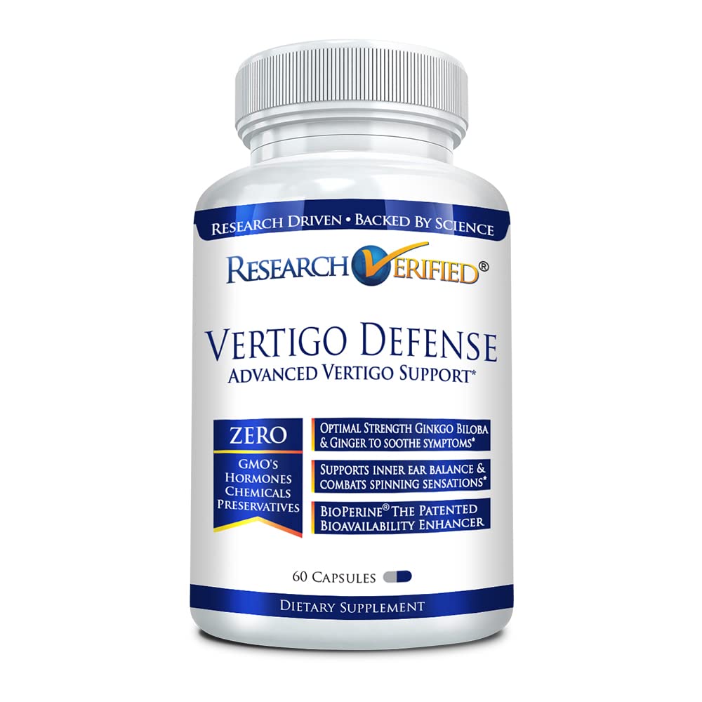 Research Verified Vertigo Defense - Vitamin D3, Ginger & Ginkgo Biloba | 60 Capsules