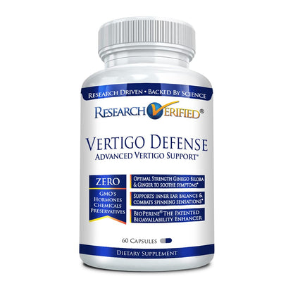 Research Verified Vertigo Defense - Vitamin D3, Ginger & Ginkgo Biloba | 60 Capsules