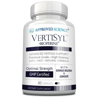 Approved Science VertiSyl – Ginkgo Biloba, Ginger, Vitamin D3, BioPerine | 60 Capsules, 1 Month Supply