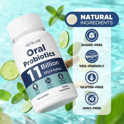VeteLab Oral Probiotics – 11B CFU Chewables for Fresh Breath, 60 Lozenges