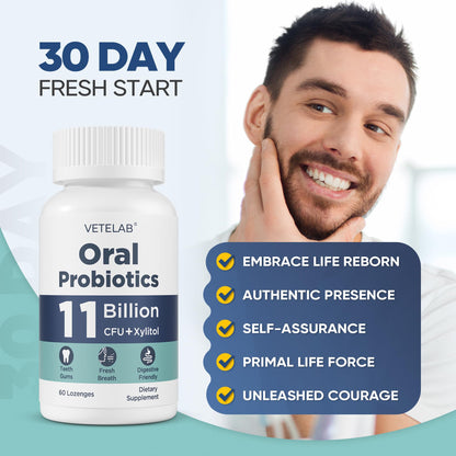 VeteLab Oral Probiotics – 11B CFU Chewables for Fresh Breath, 60 Lozenges
