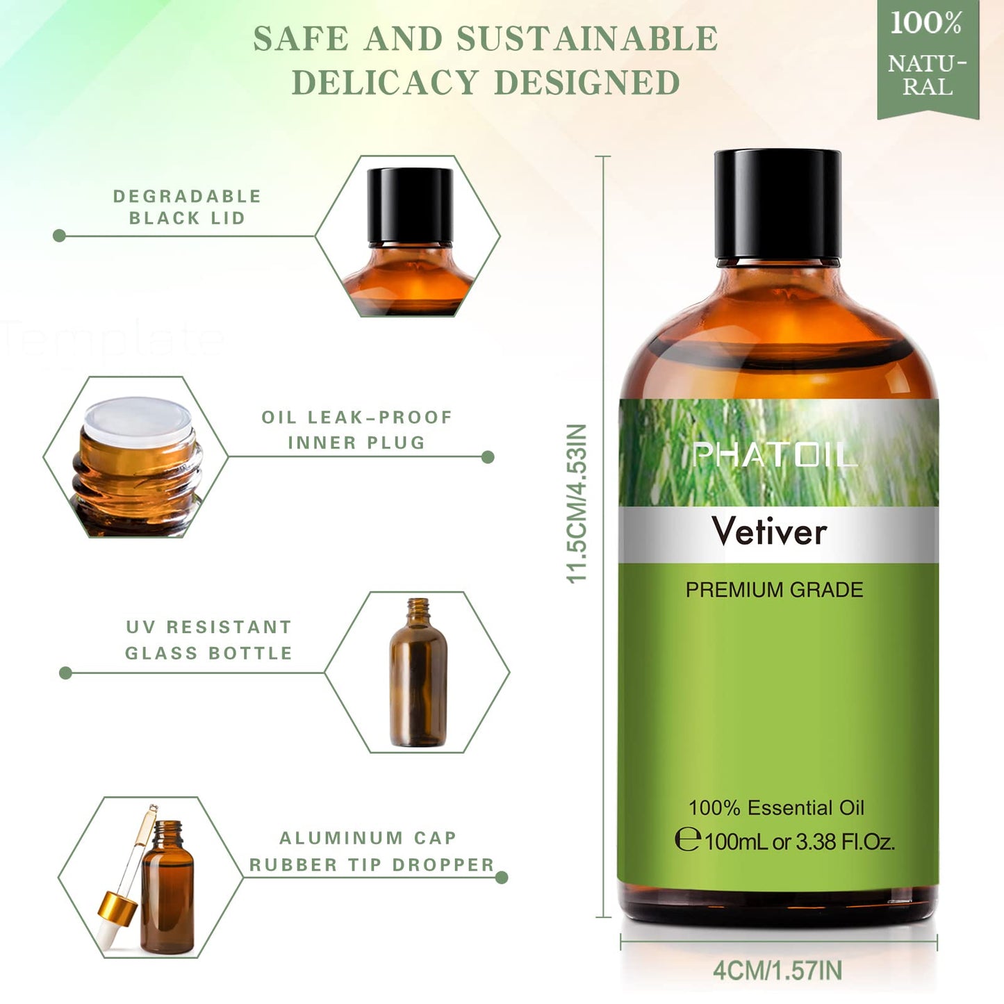 Vetiver Essential Oil 100ml | PHATOIL Pure Aromatherapy for Diffusers, Candles & DIY Projects