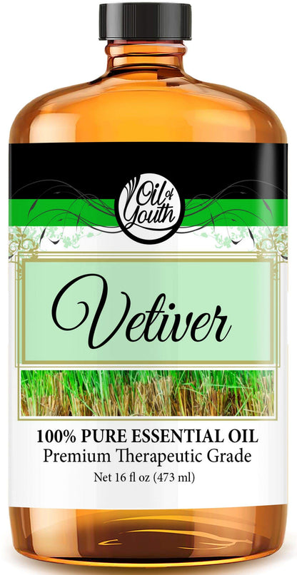 Oil of Youth Vetiver Essential Oil 16oz Bulk – Therapeutic Grade for Aromatherapy
