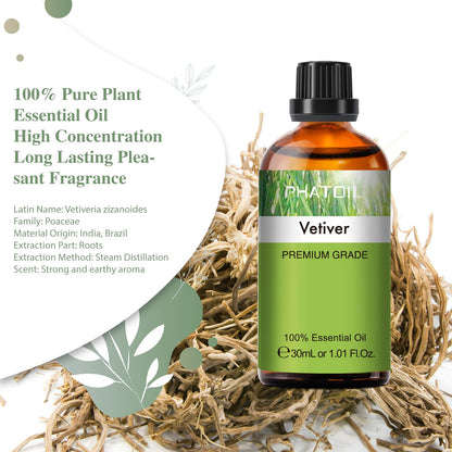 Vetiver Essential Oil 30ml | PHATOIL Pure Essential Oil Singles for Aromatherapy, Diffusers & DIY Crafts