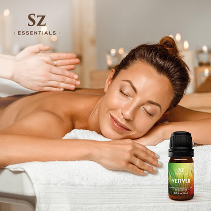 Sz Essentials Vetiver Essential Oil - 100% Pure & Undiluted (5 mL) | Therapeutic Grade
