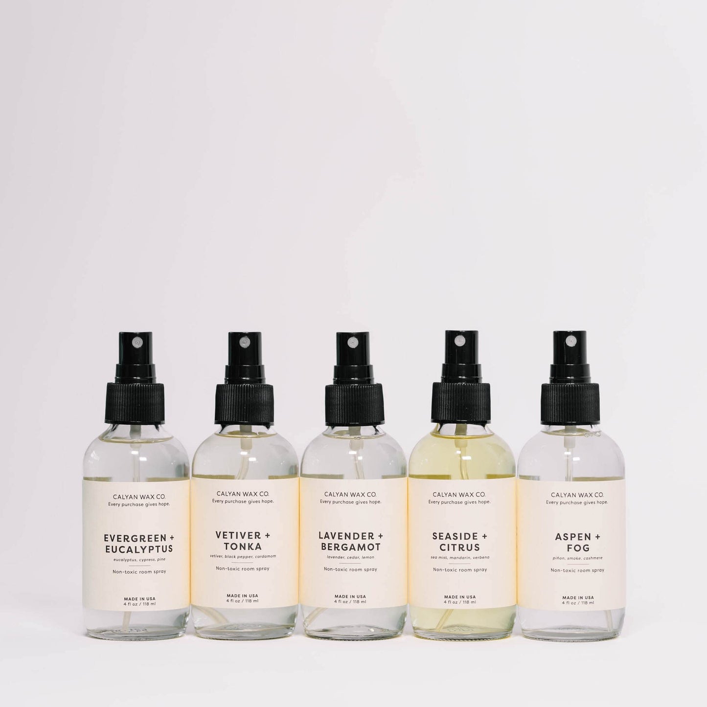 Calyan Wax Co. Vetiver & Tonka Room Spray - Non-Toxic Natural Air Freshener, Essential Oils, 4 fl oz