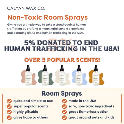 Calyan Wax Co. Vetiver & Tonka Room Spray - Non-Toxic Natural Air Freshener, Essential Oils, 4 fl oz