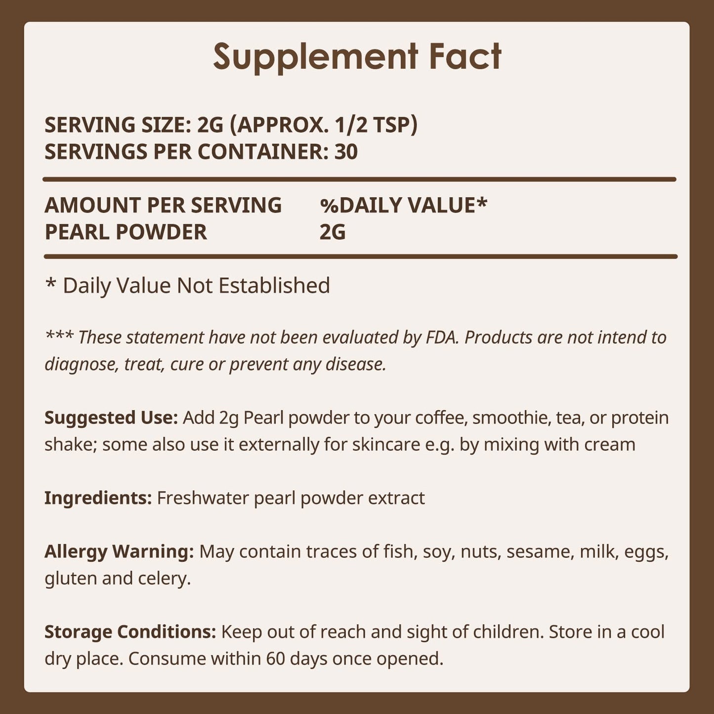Vetrue Pure Pearl Powder – 60g, 30 Servings, 100% Natural, Non-GMO