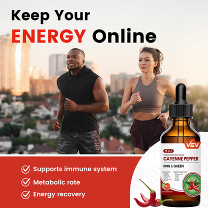 VEV 15-in-1 Cayenne Pepper Drops Supplement Liquid, with Vitamin D3 K2, L-Arginine, Resveratrol, Oregano, Moringa, Berberine, Hawthorn, Beet, Turmeric - Vegan, Non-GMO 2 fl oz