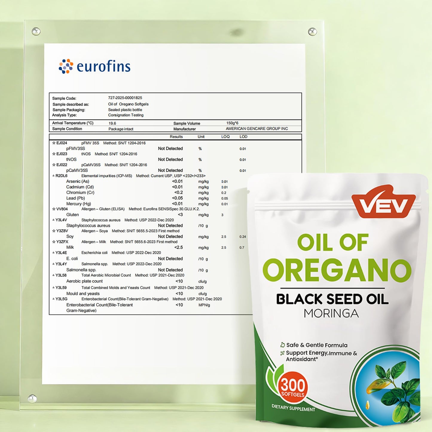 VEV 300mg Oil of Oregano with Black Seed Oil & Moringa – Organic Carvacrol-Rich Softgels