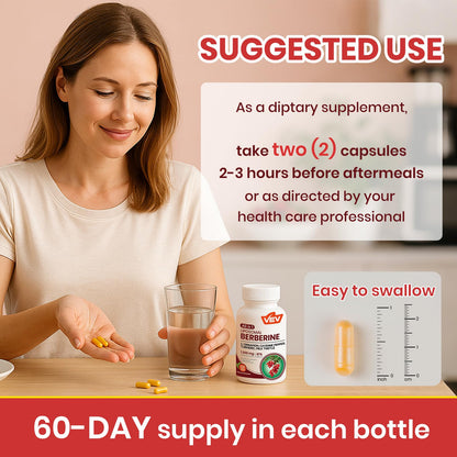VEV Berberine Supplement with Ceylon Cinnamon, Cayenne Pepper, Turmeric, Milk Thistle, Vegan & Non-GMO – 120 Capsules