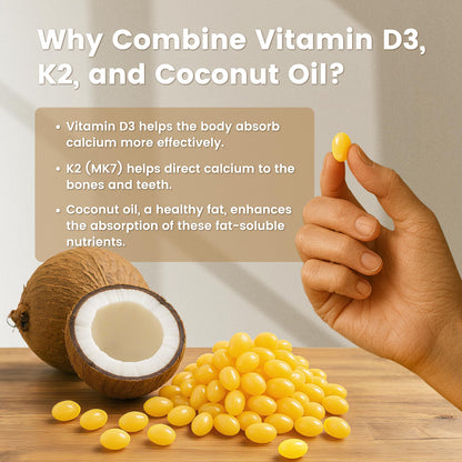 VEV Corefeel Vitamin D3 K2 (5000 IU / 100 mcg) – 300 Softgels | Coconut Oil