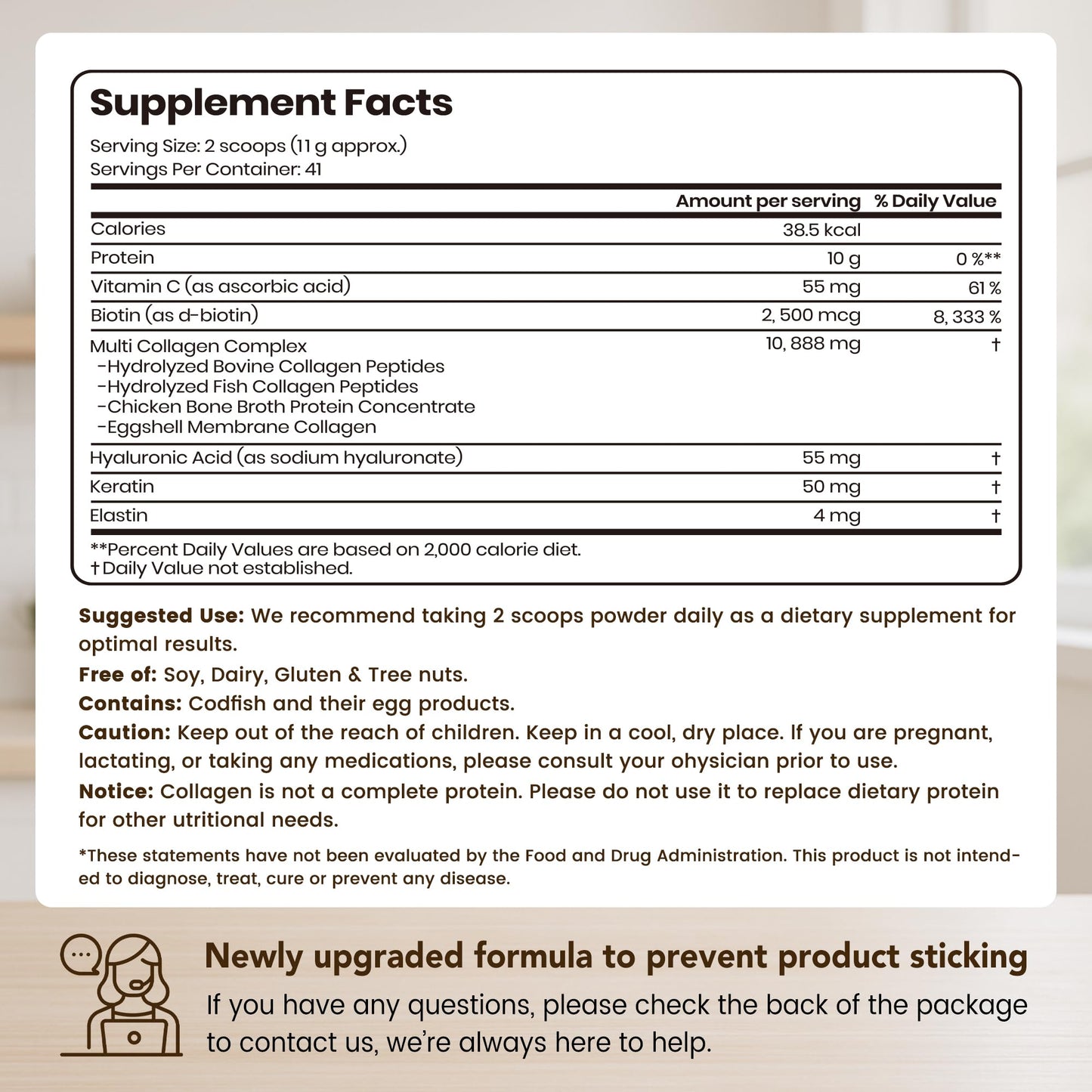 VEV Multi Collagen Peptides Powder 16 oz (41 Servings) – Hydrolyzed Collagen Types I, II, III, V, X with Hyaluronic Acid, Biotin & Vitamin C | Unflavored