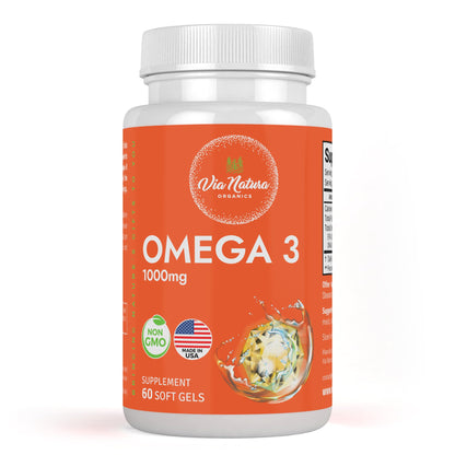 Via Natura Organics Omega 3 1000mg | EPA & DHA | 60 Softgels | Non-GMO