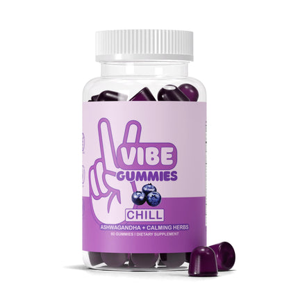 Vibe Gummies – Chill Ashwagandha Gummies 60 Count – GABA, L-Theanine & Chamomile