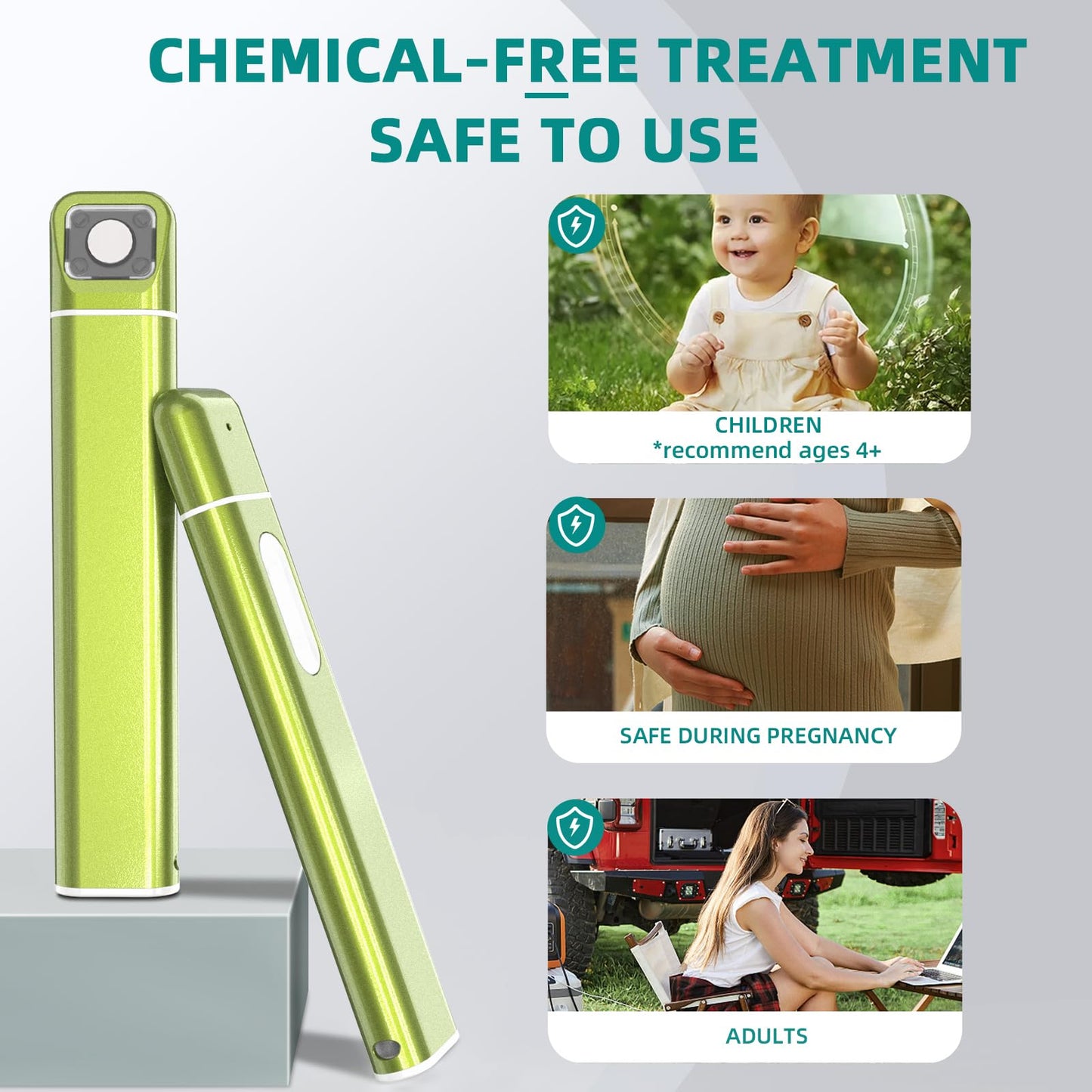 Vibis Insect Bite & Sting Relief Pen — Chemical-Free Quick Itch Relief (Rechargeable, Green)